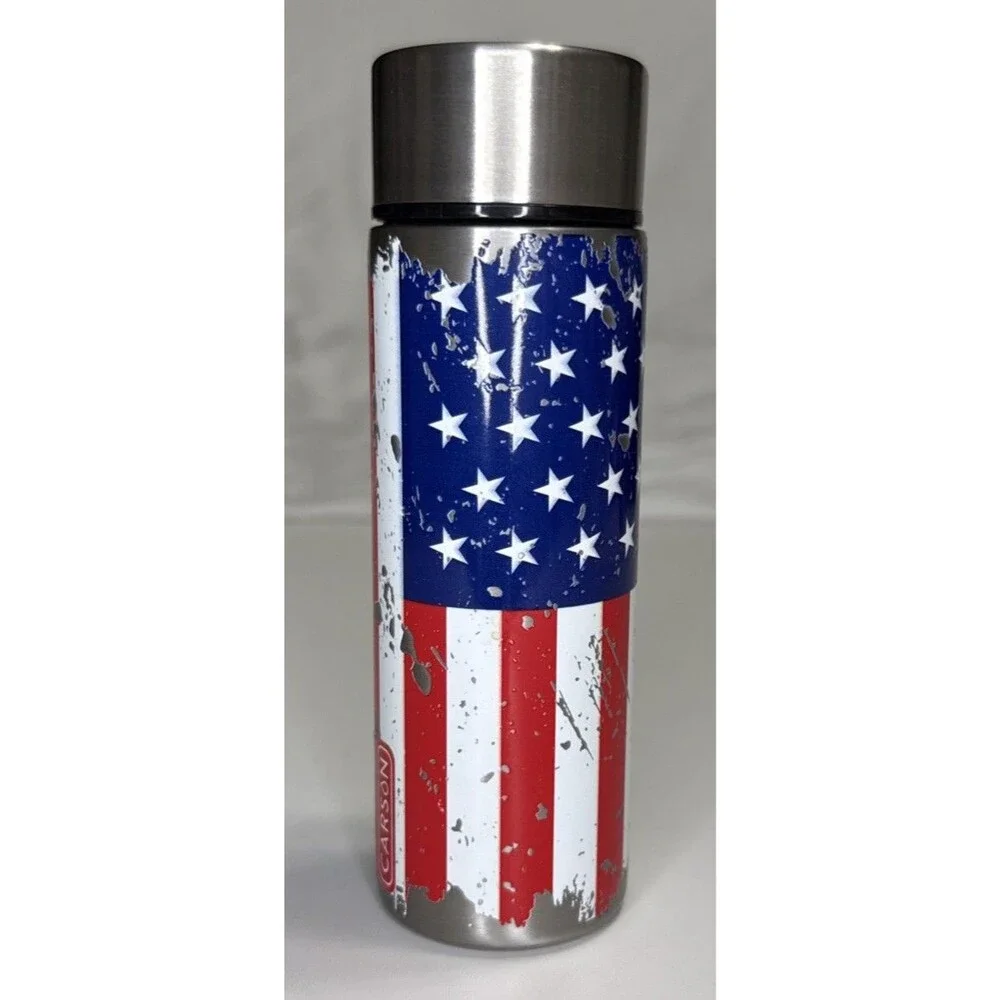 Carson 6 Oz Flask American Flag Pocket Size *small flaw NWT